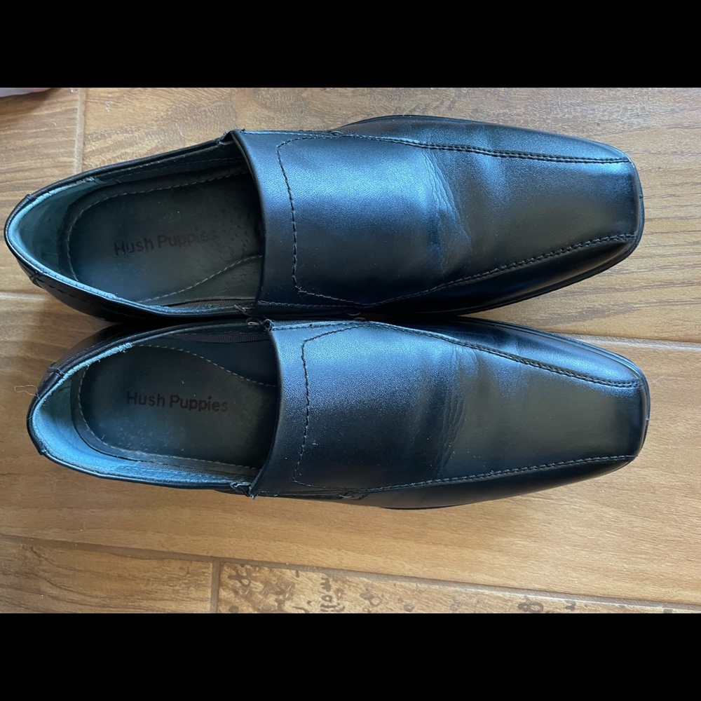 Mens size 10 wide width hush puppies dress shoes black leather